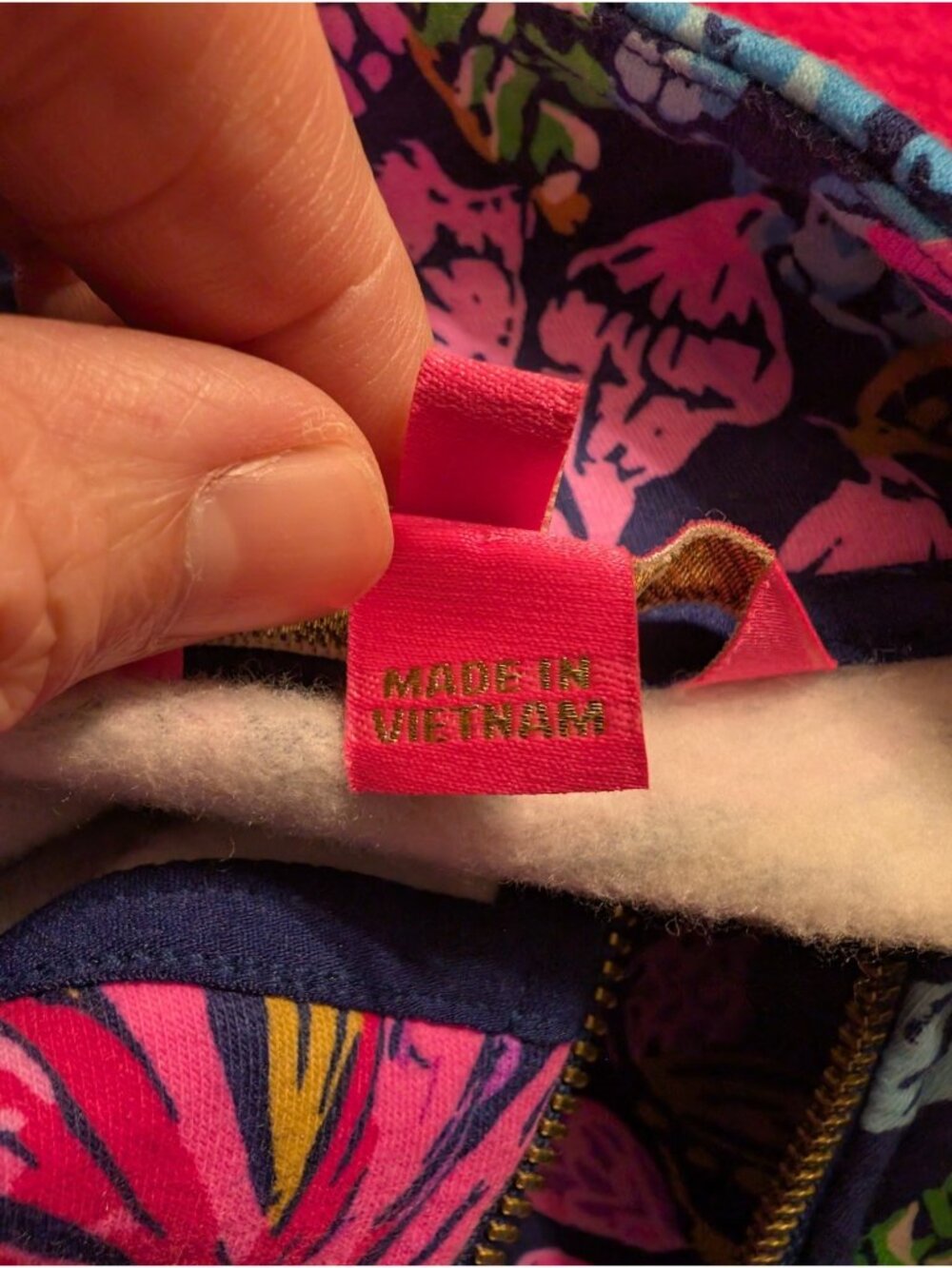 Lilly Pulitzer Luxletic Floral Zip Up Cropped Fleece Jacket Pink Blue Palms M - Picture 6 of 9